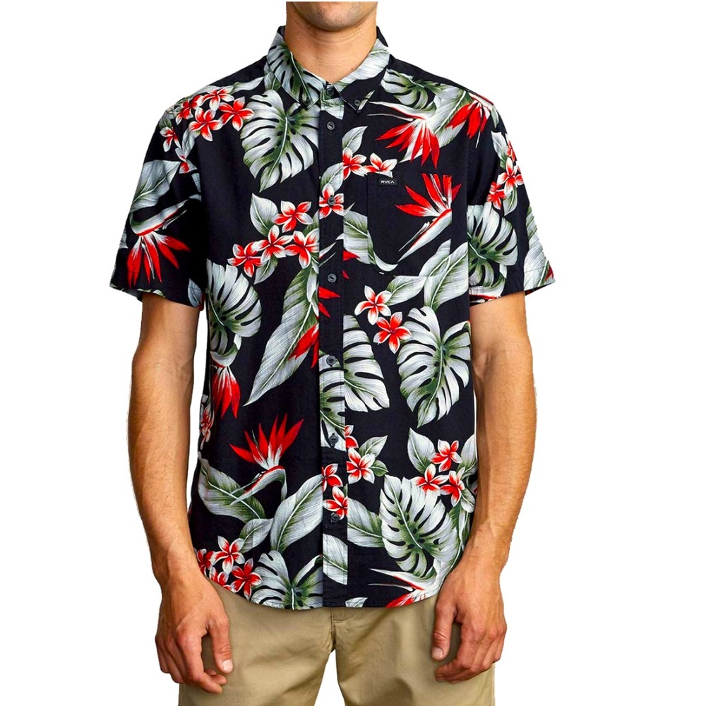 RVCA Men's Montara Short Sleeve Woven Button Shirt- S